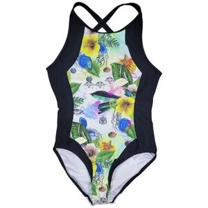 Athleta One Piece Swimsuit Womens XXS Tropical Print Streamline Cross Back Strap